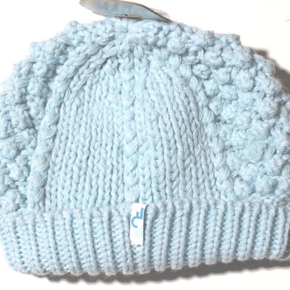 NEW Baby Blue Knit Hat Beanie Soft Interior Lining Womens One Size Fur Headwear